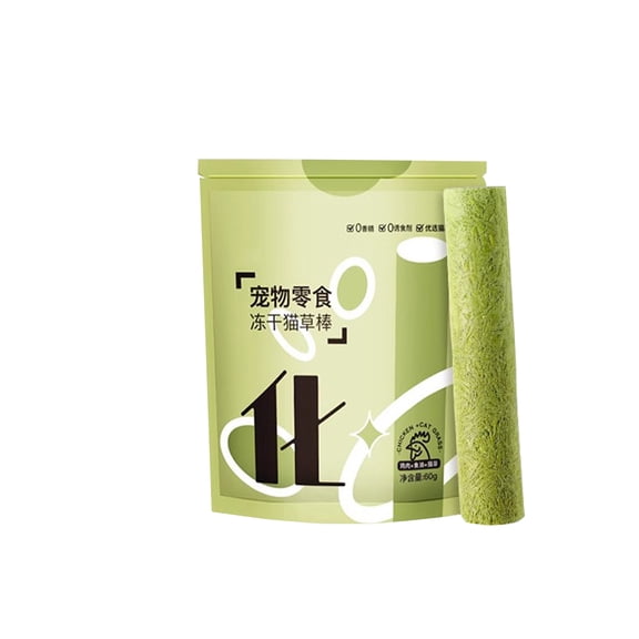 Dried Grass Stick, Hair Removal Ball, Gentle Grooming Snacks for Cats, Grass Grinding Stick with Fish Oil, 12 Sticks Per Bag, 60g