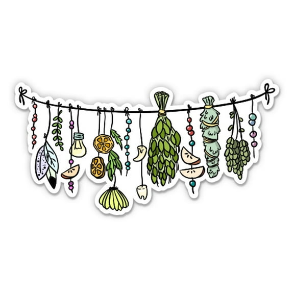 Dried Herbs Medicinal Traditional Boho - 12" Vinyl Sticker Waterproof Decal