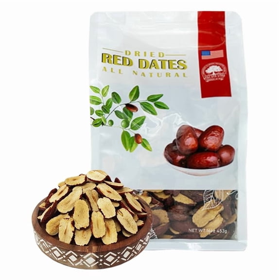 Dried Jujube Dates slices High Nutrition and High Vitamin Red Jujube Dates Slice Snacks Dried Fruit Sweet Jujube Dried Dates Slices, 1 Pound