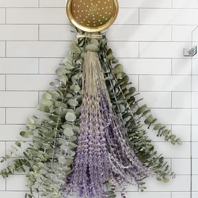 Dried Lavender Flowers and Shower Eucalyptus Hanging Bouquet, Lavender Plant, 12 Pcs Eucalyptus Leaves Greenery & Lavender Shower Plant for Bathroom, Living Room Kitchen Home (17 inch)