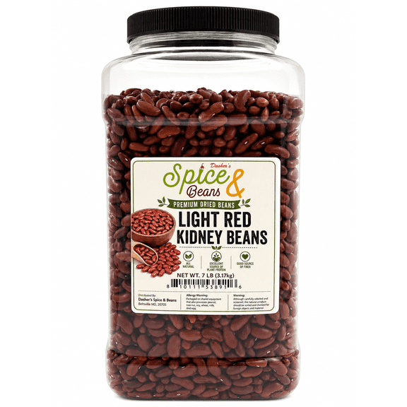 Dried Light Red Kidney Beans 7 lb - For Chili, Soups, Stews, Salads and Everyday Cooking - Bulk - Dasher's Spice & Beans
