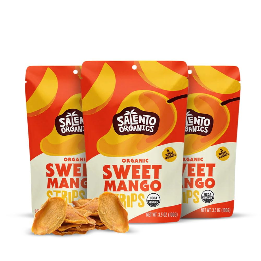 Dried Mango Strips No AF08 Sugar Added Healthy Snack Bundle, Unsweetened Sliced Mangoes, One