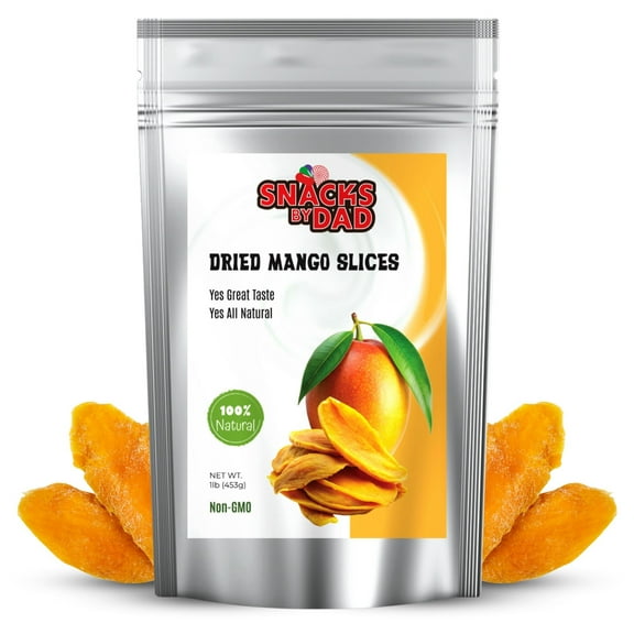 Dried Mangoes Non-GMO Dry Mango | Vegan School Snack Bag | Healthy, Gluten Free Dried Mango | Perfect Office Snack On-the-Go | Mango Dried Slices / 1 lb Resealable Snack Pack