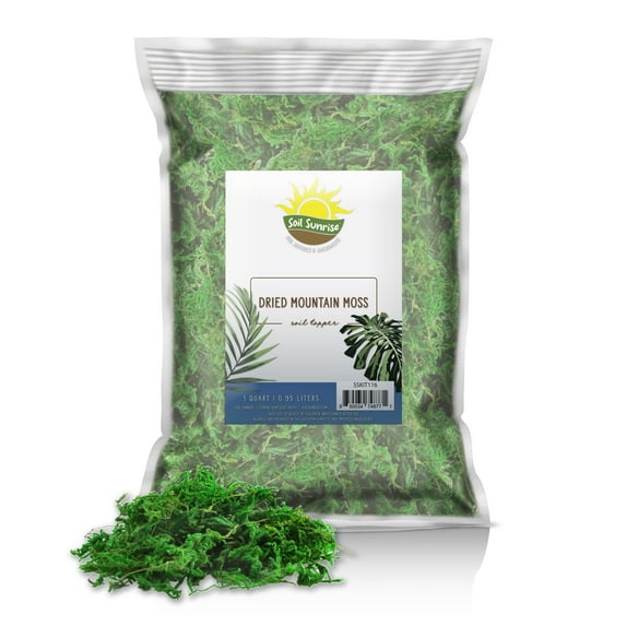 Dried Mountain Moss For Soil Topping (1 Quart), Mossy Plant Base soil Additive and Craft Accessory