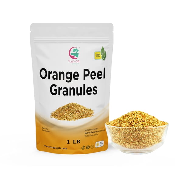 Dried Orange Peel 1 LB | Rich Citrus Aroma and Flavour | Small Granules | Perfect for Tea, Cookies, Rye breads, Seasoning & more | by Yogi's Gift