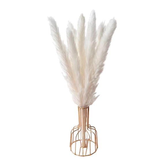 Dried Pampas Grass 8 Stems with Vase Boho Home Decor Floral Arrangement for Table Centerpiece Wedding Party Rustic Farmhouse Decoration Faux Reed Grass