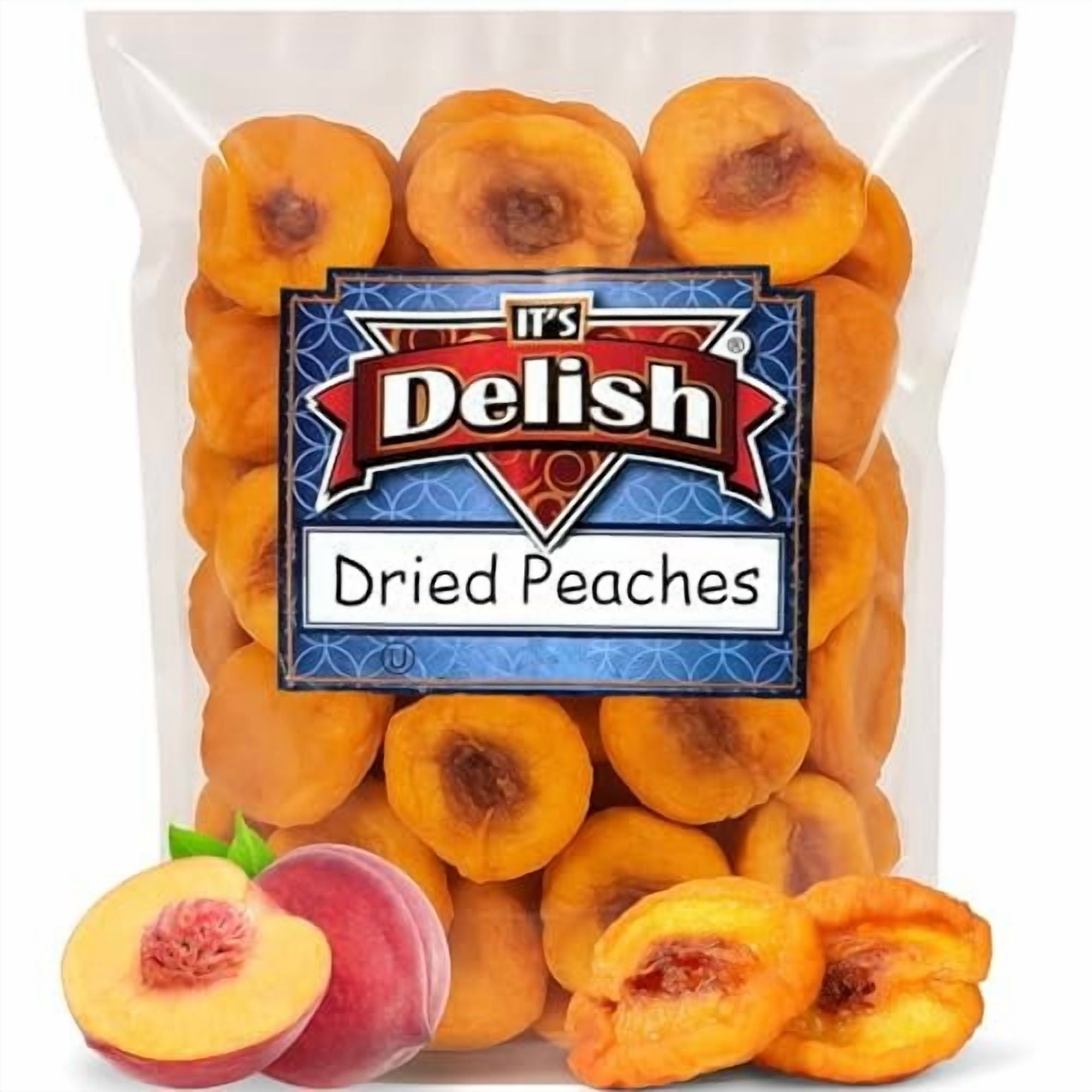 Dried Peaches by It's Delish, 10 Lbs Bulk Bag  Naturally Sweet Fancy Peach Halves Slices, No Sugar Added, Dried Fruit Healthy Snacks Fresh and Dry Sliced Peaches Snack  Vegan, Kosher