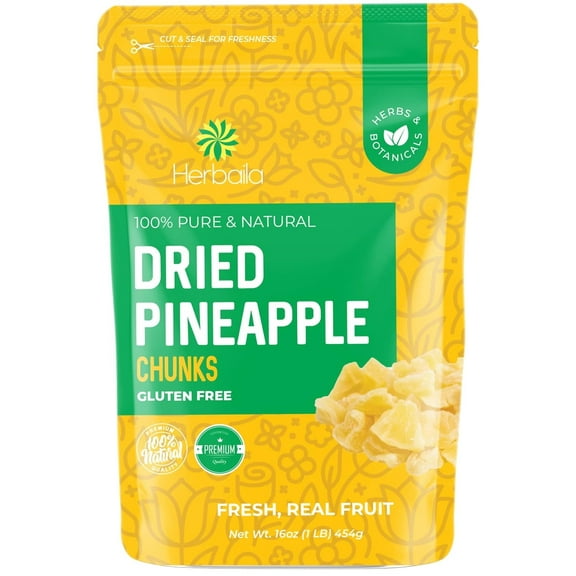 Dried Pineapple Chunks Lightly Sweetened - 16oz. All Natural, Non-GMO Dried Pineapple Bits 16oz