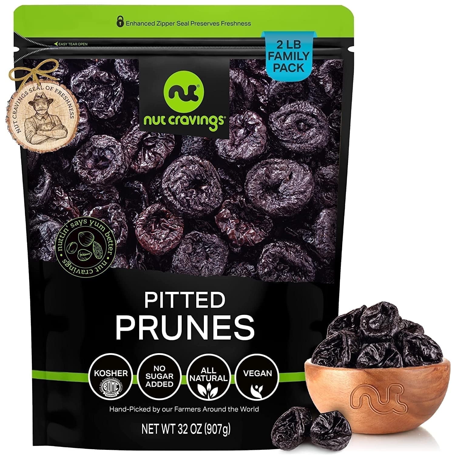 Dried Prunes Pitted Unsweetened, Dry Plums No Sugar Added 32oz By Nut Cravings