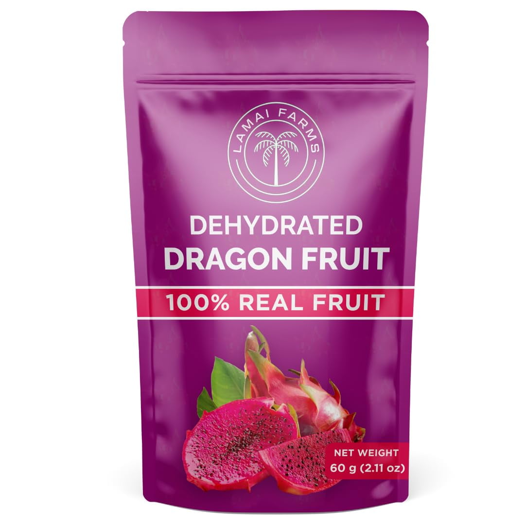 Dried Red Dragon Fruit Slices, 100% Natural, No Sugar Added (Pack of 2)