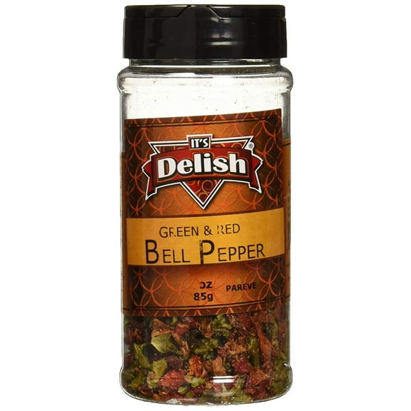 Dried Red and Green Bell Peppers Mix by It's Delish, 3 Oz. Medium Jar