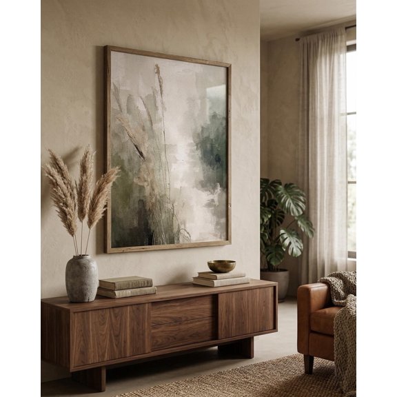 Dried River Reeds Print, Botanical Sage Green Wall Art, Unframed Paper Poster 8x10in