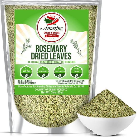 Dried Rosemary Leaves, 3 oz. Premium All Natural Herbs and Spices for Meat, Fish, Oils, Dips, Tea. Farm Fresh