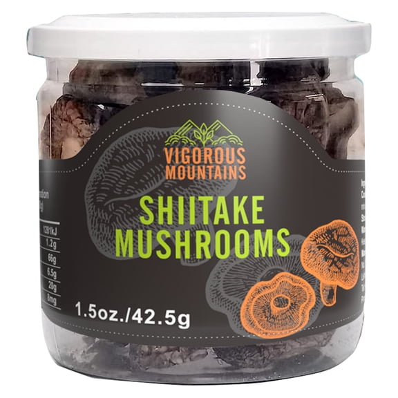 VIGOROUS MOUNTAINS Dried Shiitake Mushrooms, 2-3cm, Vegan, No Sulfur, 1.5 Oz