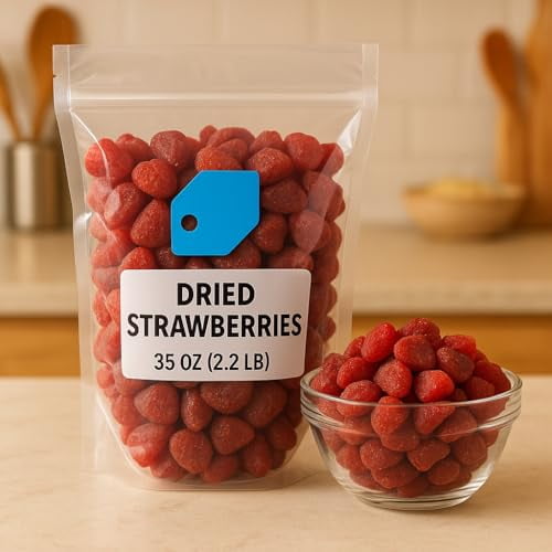Dried Strawberries 35 oz (2.2 lb)  Sweet & Tart Fruit Snack, Gluten-Free, Perfect for Baking & Snacking