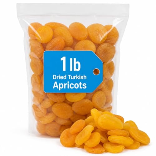 Dried Turkish Apricots, 1 lb, Naturally Sweet Soft Fruit for Snacking & Baking
