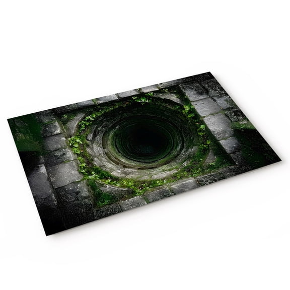 Dried Well Door Mat 3D Abstract Ancient Mysterious Stones Non Slip Absorbent Entrance Mat Washable Low Profile Indoor Doormat for Front Door Entryway Entry 16"x24"