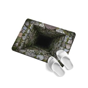 Dried Well Soft Diatomaceous Earth Mat, 3D Abstract Mysterious Stone Cave Plants Absorbent Bath Mat Non Slip Rubber Backed Quick Dry Doormat Fit Under Door for Bathroom Kitchen 16"x24"