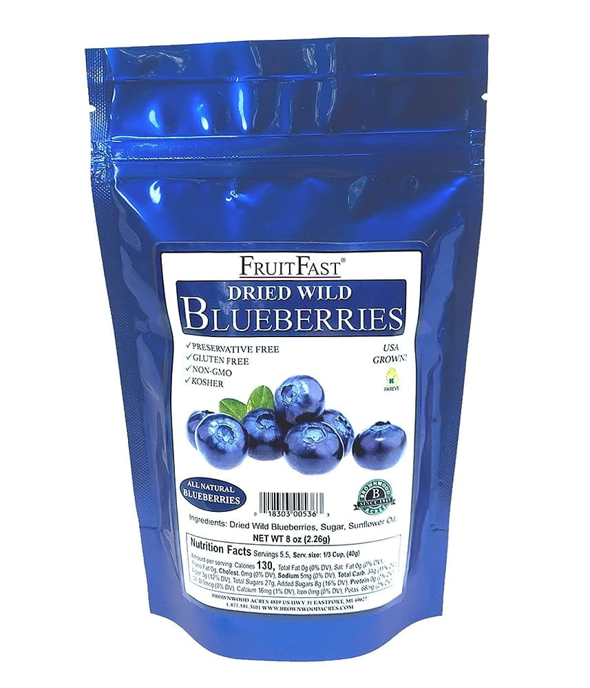 Dried Wild Blueberries By Fruitfast NonGMO, Gluten Free, Kosher