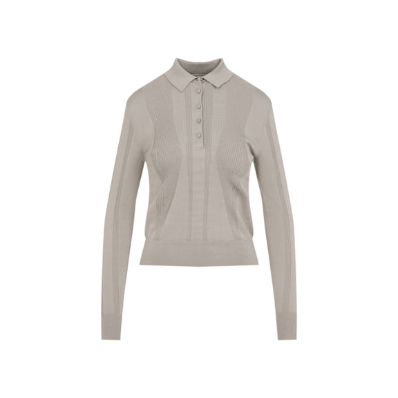 Dries Van Noten Gray Cotton Polo Top (Women's)