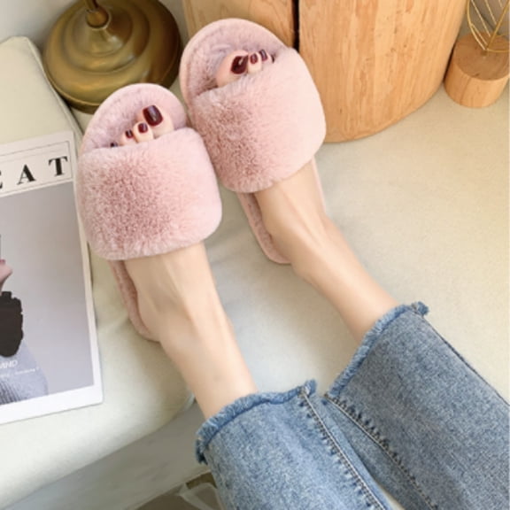 DrifWoo Elegant Women's Plush Bridesmaid Slippers Black White Pink Size 6-10