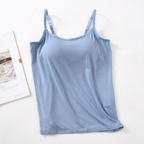DrifWoo Modal Cami Top for Women with Built In Bra Adjustable Strap Loungewear