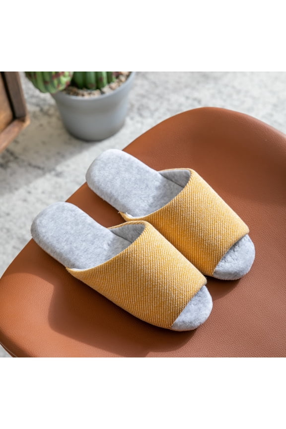 Unisex Quiet Open Toe House Slippers with Memory Foam and Suede Sole