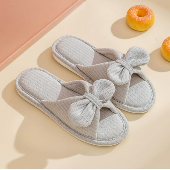 DrifWoo Women's Bowknot Slippers Soft Cotton Non Slip House Shoes 3 Colors
