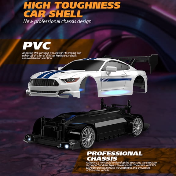 Drift 2.4GHz Remote Control Drift Car 1:24 30KM/H High Speed Drift Remote Controlled 4WD Vehicle With Front Lights Bottom Lights Tail Wing Lights Replaceable Wheels