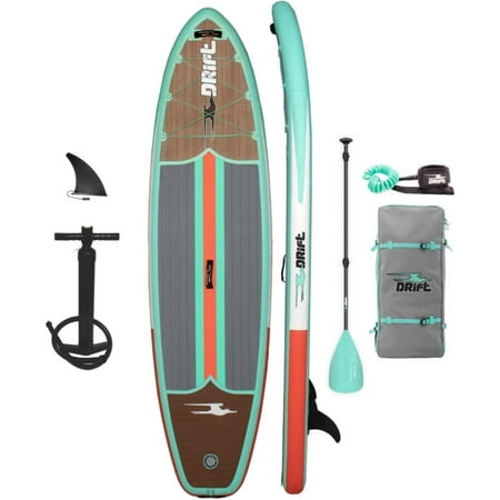 Drift Aero Inflatable Stand Up Paddle Board - SUP Paddle Board & Accessories, Including Pump, Paddle, and More - Classic Woodgrain, Adult, 10'8"