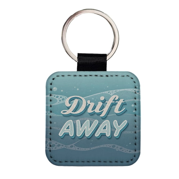 Drift Away Sea Foam Ocean Faux Leather Square Keychain
