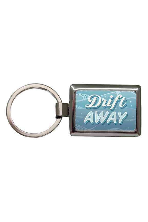 Drift Away Sea Foam Ocean Metal Rectangle Keychain