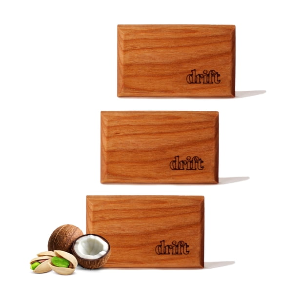 Drift Car Air Freshener - The Original Wood Air Freshener - Car Odor Eliminator - Long Lasting Scent - Metal Clip - Clean Ingredients - Coconut & Pistachio Scent 3 Pack Refill - NO CLIP INCLUDED