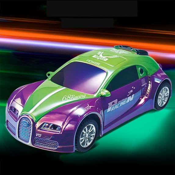 Drift Car Toy, ZzCityTK Light Sound Push Activated Sports Car, Cool Racer ABS Plastic No Batteries Kids Gift Ages 3+, Green
