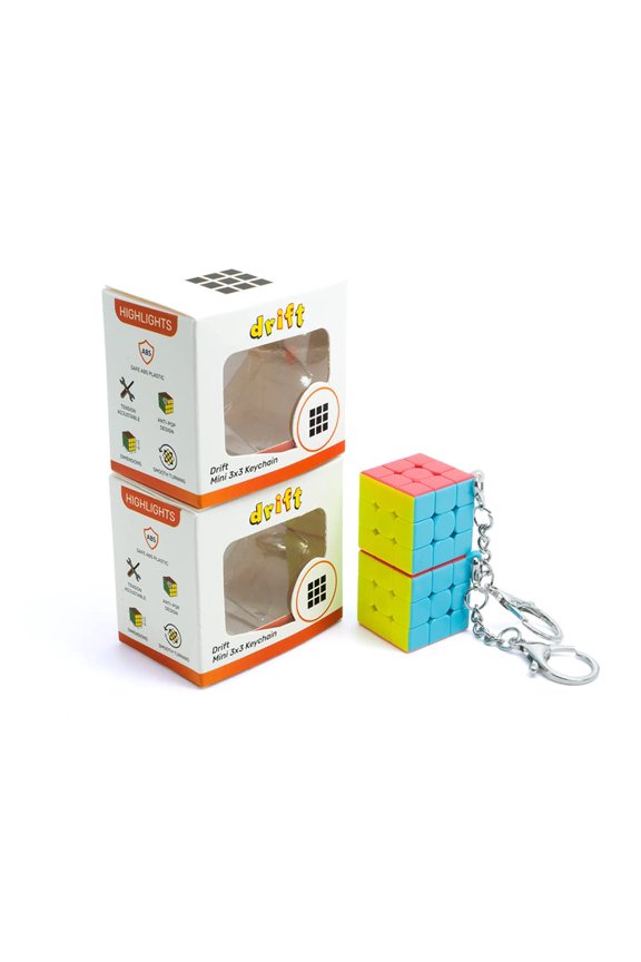 Drift Mini 3x3 Keychain Combo (Pack of 2) Magic Cube Puzzle | Portable Speedcube Set for Kids & Adults | Fun & Durable Keychain Cubes | Perfect On-The-Go Puzzle