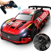 Drift RC Cars - Remote Control Car 124 Scale 4WD 15KM/H High Speed Racing Vehicle with LED Lights & 2 Rechargeable Batteries, Racing Sport Toy for Adults Boys Girls Kids