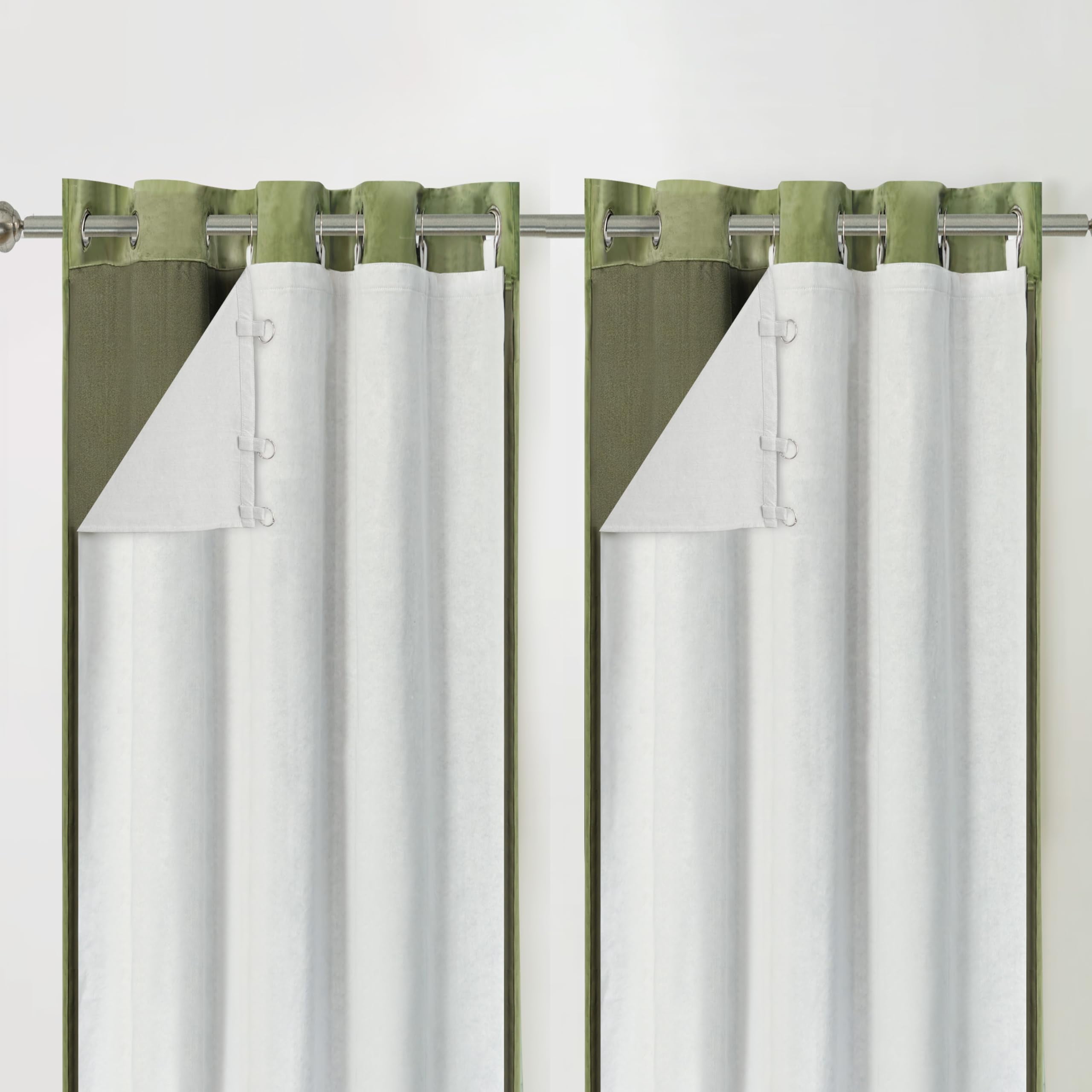 DriftAway 100% Blackout Curtain Liners for Bedroom Living Room Full Light  Blocking Thermal Insulated Blackout Liner with 18 Pcs Rings 2 Panels Set  for 84 Inch Long Curtains Each 50\, image size:2560x2560