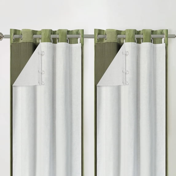DriftAway 100% Blackout Curtain Liners for Bedroom Living Room Full Light Blocking Thermal Insulated Blackout Liner with 18 Pcs Rings 2 Panels Set for 102 Inch Long Curtains Each 50"Wx98"L Off White