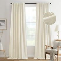 DriftAway 100% Blackout Natural Linen Curtains for Bedroom 102 Inch Long Double Layer Drape Farmhouse Thermal Insulated 3 Inch Rod Pocket Back Tab Full Light Blocking 2 Panels for Living Room Nursery