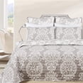 thumbnail image 1 of DriftAway 3 Piece Samantha Reversible Quilt Set Bedspreads Coverlet Floral Medallion Pattern Cover Prewashed Greige Queen, 1 of 6