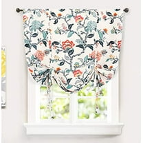 DriftAway Ada Botanical Print Lined Flower Leaf Tie Up Curtain Thermal Insulated Blackout Window Curtain Rod Pocket Single 45 Inch by 63 Inch Multi