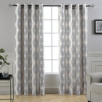 DriftAway Adrianne Damask/Floral Pattern Thermal/Room Darkening Grommet Unlined Window Curtains, Set of 2 Panels, Each 52"X84", Beige/Gray