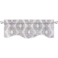 thumbnail image 1 of DriftAway Adrianne Scalloped Edge with Selfcord Lined Thermal Insulated Energy Saving Rod Pocket Window Curtain Single Swag Valance, 52" x 16" Plus 2" Header, Beige and Gray, 1 of 6