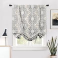thumbnail image 1 of DriftAway Adrianne Tie Up Curtain Damask Floral Pattern Room Darkening Window Adjustable Balloon Curtain Shade for Small Window Rod Pocket Single, 31"x47", Beige and Gray, 1 of 6