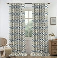 thumbnail image 1 of DriftAway Alexander Blackout Curtains for Living Room Linen Blend Pattern Match Thermal Insulated Room Darkening Geo Moroccan Mid Century Back Tab Bedroom Drapes 2 Panels 52 x 96 Inch Linen Navy, 1 of 8