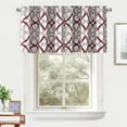 thumbnail image 1 of DriftAway Alexander Spiral Geo Trellis Pattern Window Curtain Valance Rod Pocket 24"L x 52"W Plus 2" Header Red/Gray, 1 of 7
