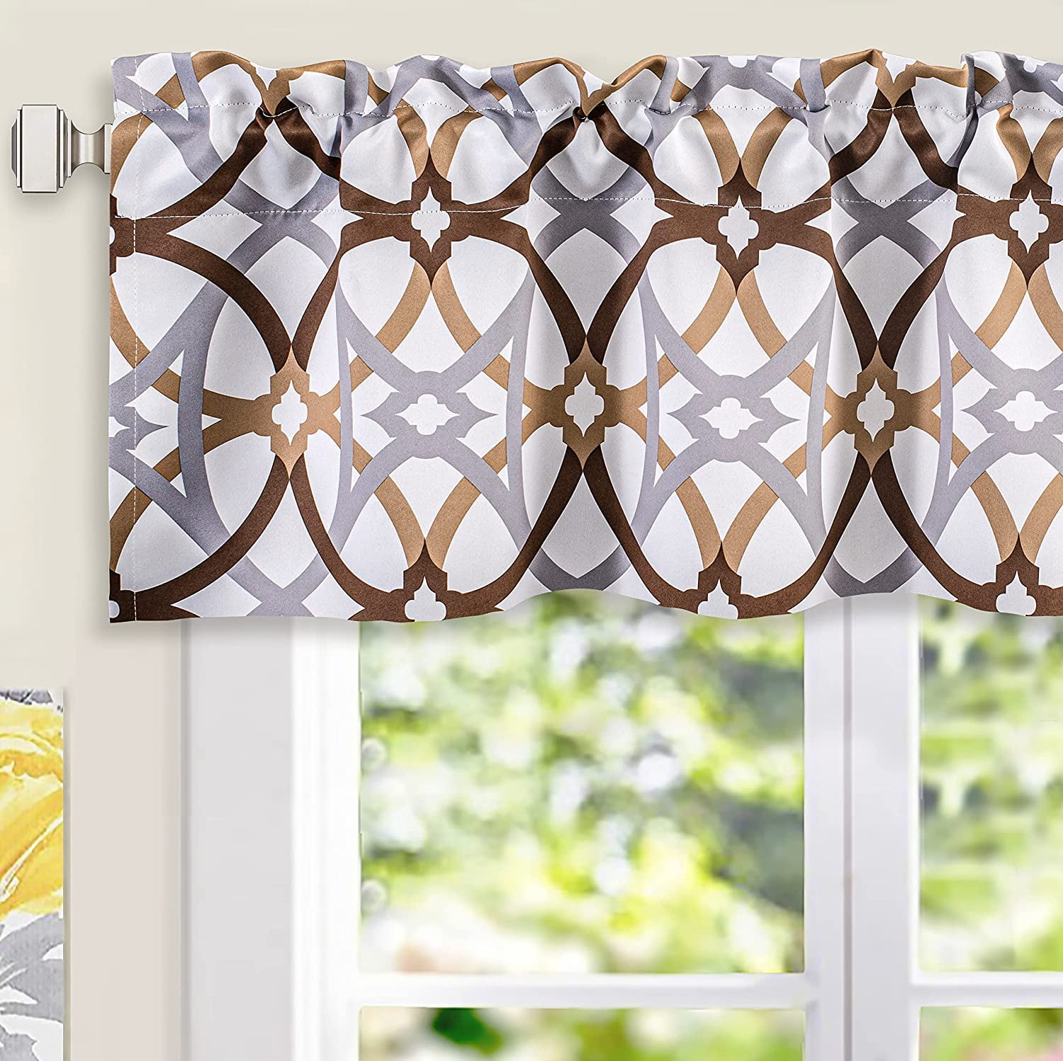 DriftAway Alexander Spiral Geo Trellis Pattern Window Curtain Valance ...