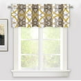 thumbnail image 1 of DriftAway Alexander Spiral Geo Trellis Pattern Window Curtain Valance Rod Pocket 52" x 14" Plus 2" Header, Yellow and Gray, 1 Pack, 1 of 6