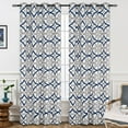thumbnail image 1 of DriftAway Alexander Thermal Blackout Grommet Unlined Window Curtains Spiral Geo Trellis Pattern, 2 Panels, 52" x 102", Navy and Gray, 1 of 9