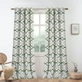 thumbnail image 1 of DriftAway Alexander Thermal Blackout Grommet Unlined Window Curtains Spiral Geo Trellis Pattern Set of 2 Panels Each Size 52 Inch by 84 Inch Loden Green, 1 of 8